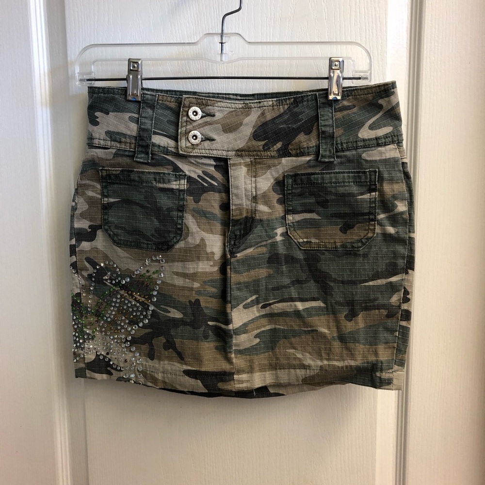 Vanilla Star Jeans Camo Mini Skirt